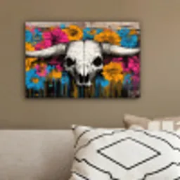 Schedel - Bloemen - Graffiti canvas 2cm klein -sfeer3
