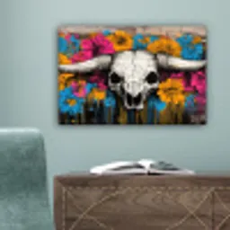 Schedel - Bloemen - Graffiti canvas 2cm klein -sfeer4