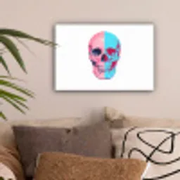 Schedel - Grafisch - Roze - Verdeeld canvas 2cm klein -sfeer1