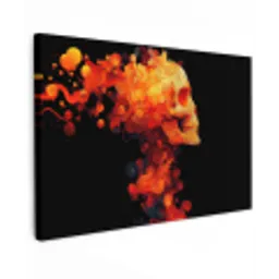 Schedel - Oranje - Zijaanzicht - Vlammen canvas 2cm klein -z3d