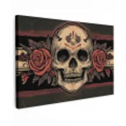 Schedel - Rozen - Gotisch canvas 2cm klein -z3d