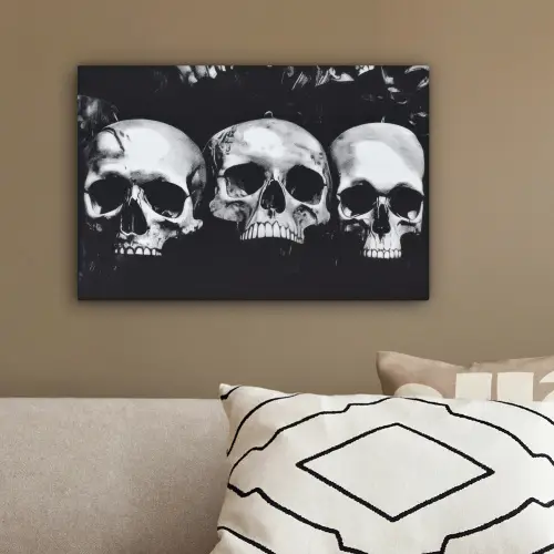 Schedels - Zwart - Contrast canvas 2cm klein -sfeer3