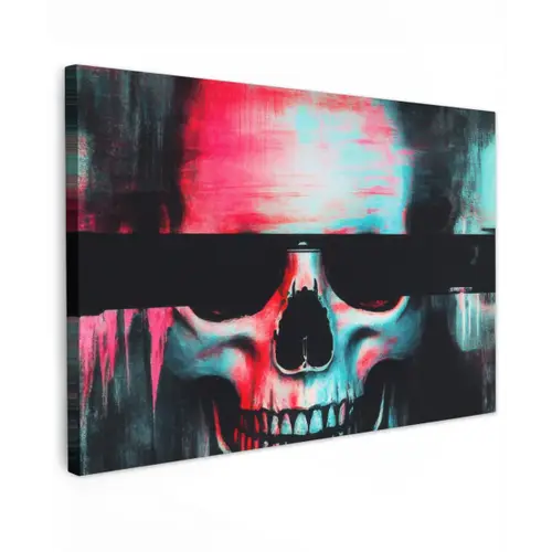 Schedels - Glitch - Cyberpunk canvas 2cm klein -z3d