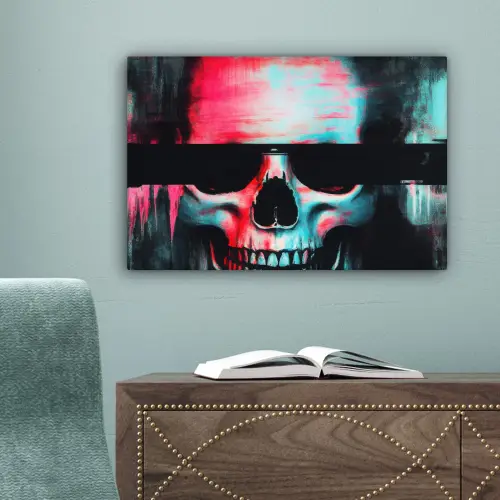 Schedels - Glitch - Cyberpunk canvas 2cm klein -sfeer4