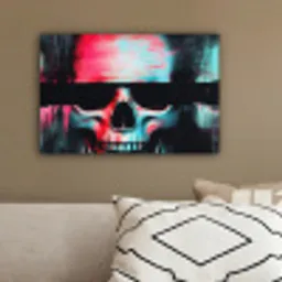 Schedels - Glitch - Cyberpunk canvas 2cm klein -sfeer3