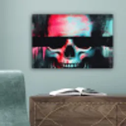 Schedels - Glitch - Cyberpunk canvas 2cm klein -sfeer4