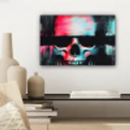 Schedels - Glitch - Cyberpunk canvas 2cm klein -sfeer6