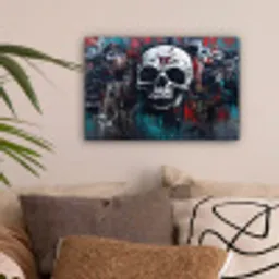 Schedels - Graffiti - Abstract canvas 2cm klein -sfeer1