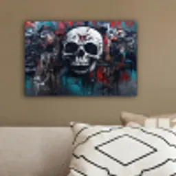 Schedels - Graffiti - Abstract canvas 2cm klein -sfeer3