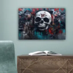 Schedels - Graffiti - Abstract canvas 2cm klein -sfeer4