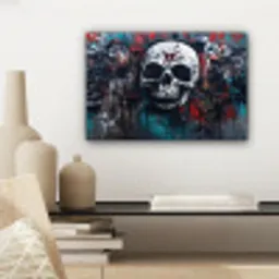 Schedels - Graffiti - Abstract canvas 2cm klein -sfeer6