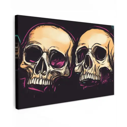 Schedels - Graffiti - Neon canvas 2cm klein -z3d