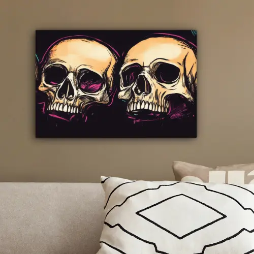 Schedels - Graffiti - Neon canvas 2cm klein -sfeer3