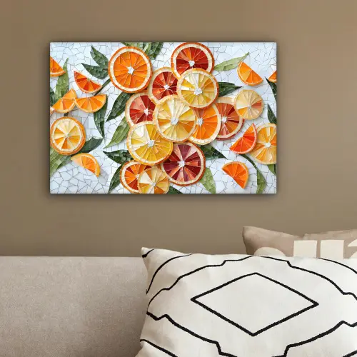 Schijfjes - Fruit - Oranje - Mozaïek canvas 2cm klein -sfeer3