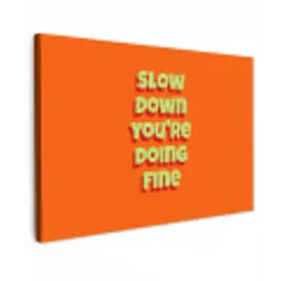 Slow down you're doing fine - Oranje - Simple canvas 2cm klein -z3d