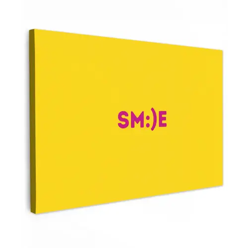 Smile - Roze - Geel canvas 2cm klein -z3d