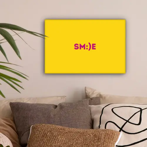 Smile - Roze - Geel canvas 2cm klein -sfeer1