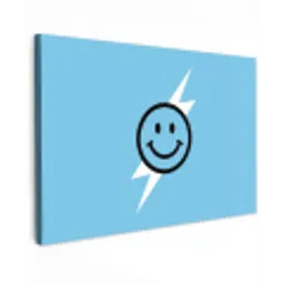 Smiley - Blauw - Bliksem canvas 2cm klein -z3d