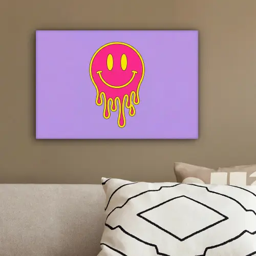 Smiley - Drip - Neon canvas 2cm klein -sfeer3