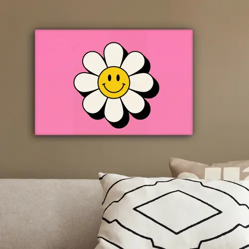 Smiley - Bloem - Roze canvas 2cm klein -sfeer3