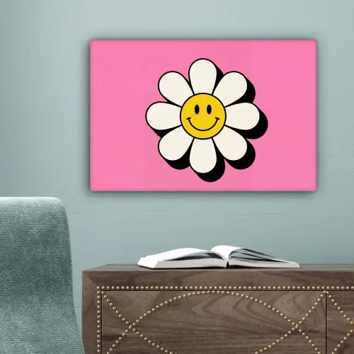 Smiley - Bloem - Roze canvas 2cm klein -sfeer4
