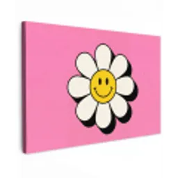 Smiley - Bloem - Roze canvas 2cm klein -z3d
