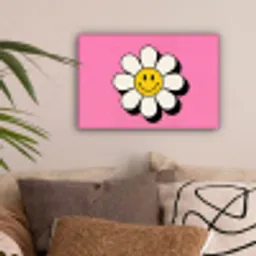 Smiley - Bloem - Roze canvas 2cm klein -sfeer1