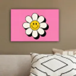Smiley - Bloem - Roze canvas 2cm klein -sfeer3