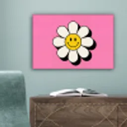Smiley - Bloem - Roze canvas 2cm klein -sfeer4