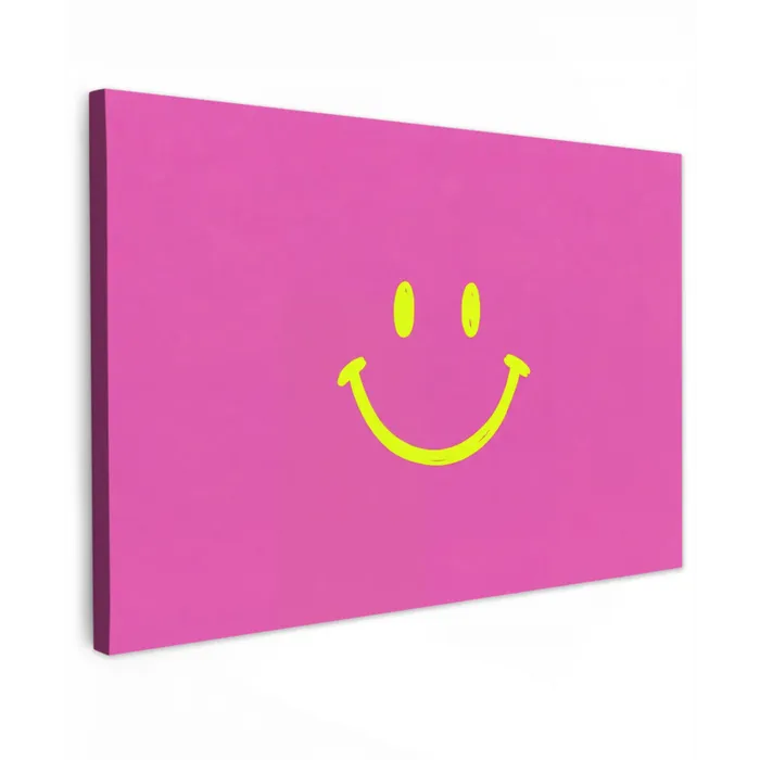 Smiley - Vrolijk - Roze canvas 2cm klein -z3d