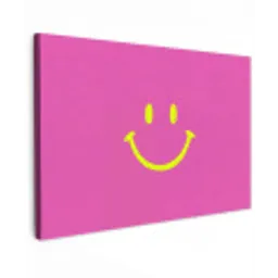 Smiley - Vrolijk - Roze canvas 2cm klein -z3d