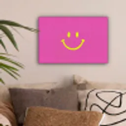 Smiley - Vrolijk - Roze canvas 2cm klein -sfeer1