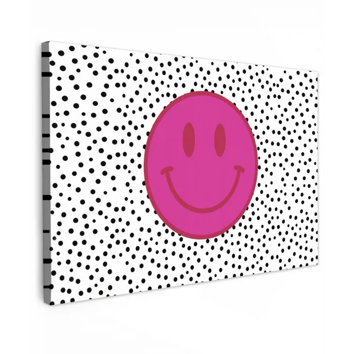 Smiley - Roze - Stippen canvas 2cm klein -z3d