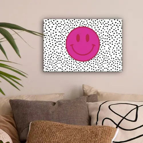 Smiley - Roze - Stippen canvas 2cm klein -sfeer1