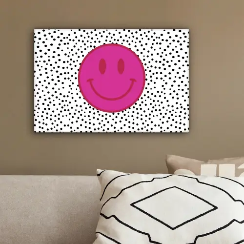 Smiley - Roze - Stippen canvas 2cm klein -sfeer3