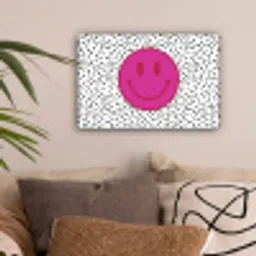 Smiley - Roze - Stippen canvas 2cm klein -sfeer1