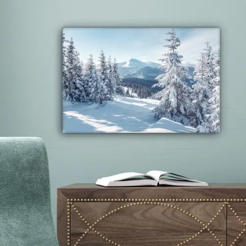 Sneeuw - Winter - Landschap - Bergen canvas 2cm klein -sfeer4