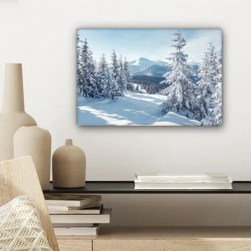 Sneeuw - Winter - Landschap - Bergen canvas 2cm klein -sfeer6