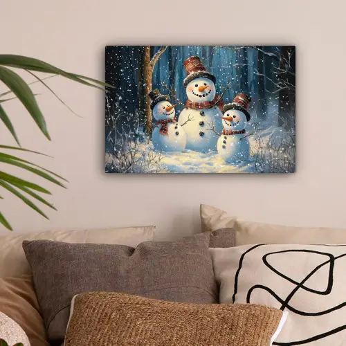 Sneeuwpop - Sneeuw - Winter - Bos canvas 2cm klein -sfeer1