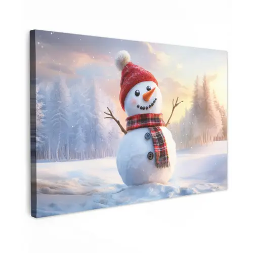 Sneeuwpop - Zonsondergang - Wit canvas 2cm klein -z3d