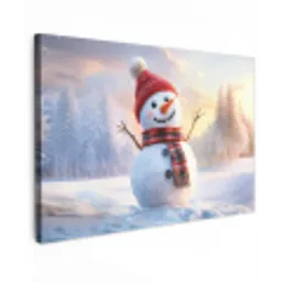 Sneeuwpop - Zonsondergang - Wit canvas 2cm klein -z3d