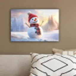 Sneeuwpop - Zonsondergang - Wit canvas 2cm klein -sfeer3