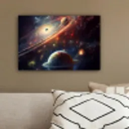 Ruimte - Planeten - Neon - Sterren canvas 2cm klein -sfeer3