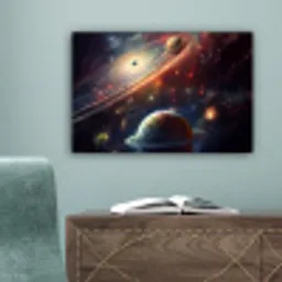 Ruimte - Planeten - Neon - Sterren canvas 2cm klein -sfeer4