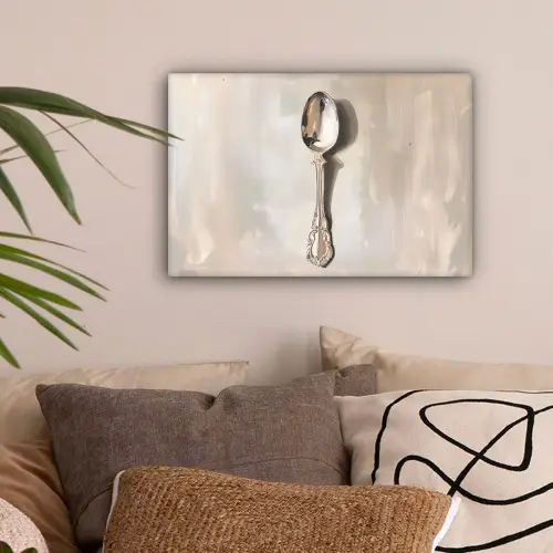Lepel - Verf - Zilver canvas 2cm klein -sfeer1