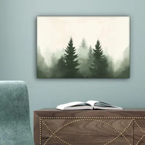 Sparren - Bomen - Groen - Beige canvas 2cm klein -sfeer4