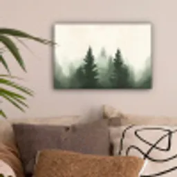 Sparren - Bomen - Groen - Beige canvas 2cm klein -sfeer1