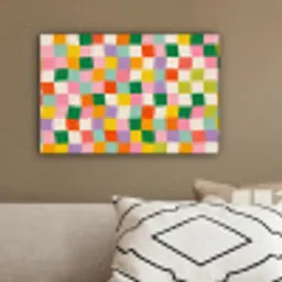 Vierkanten - Kleurrijk - Golvend canvas 2cm klein -sfeer3