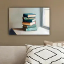 Stapel - Boeken - Groen - Daglicht canvas 2cm klein -sfeer3