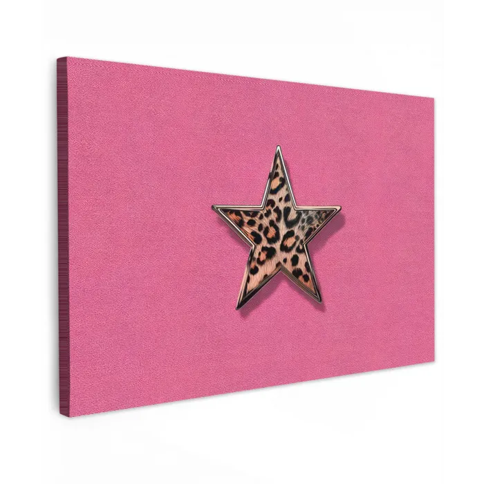 Ster - Luipaard - Print - Roze canvas 2cm klein -z3d